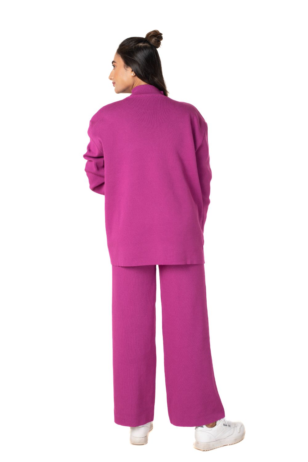 Cosy Airport Ready Coord Set full sleeve deep pink lounge wear featured