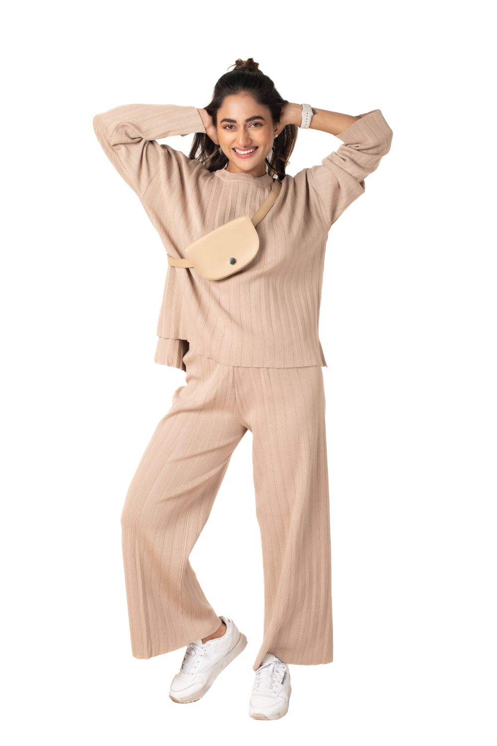 Cosy Classic Divaa Co-ord Set full sleeve beige lounge wear featured
