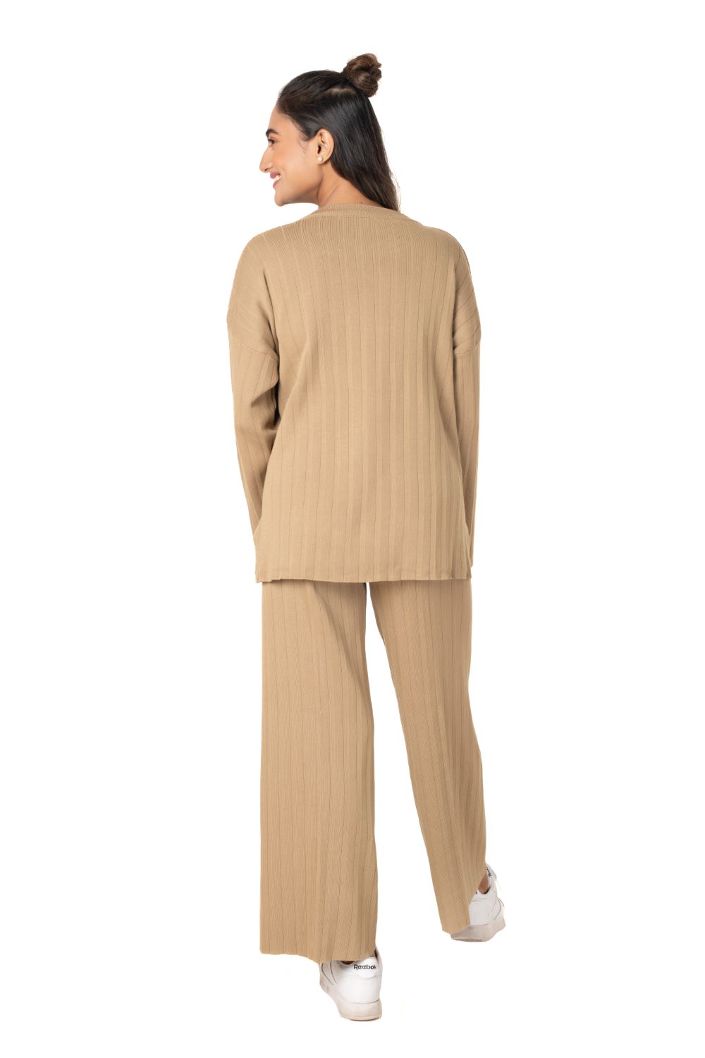 Cosy Classic Divaa Co-ord Set full sleeve light mud yellow lounge wear featured