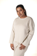 Load image into Gallery viewer, Cosy Classic Divaa Co-ord Set full sleeve off white lounge wear featured
