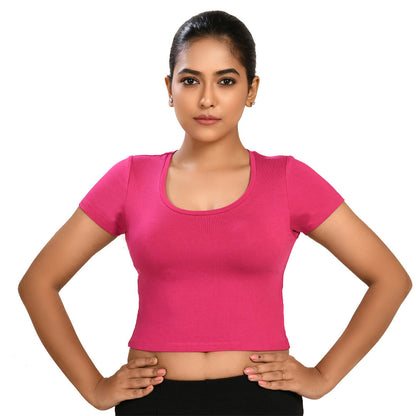 100% Cotton Rayon Blouses Dark Pink Blouse