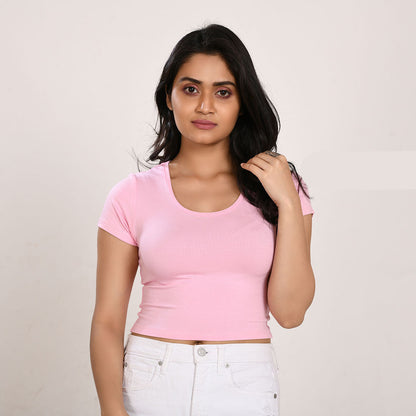 100% Cotton Rayon Blouses Baby Pink Blouse