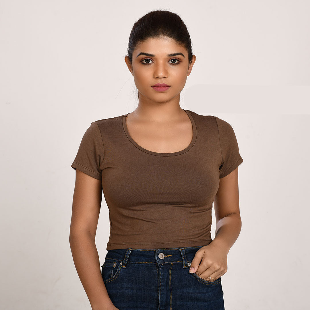 100% Cotton Rayon Blouses Espresso Brown Blouse