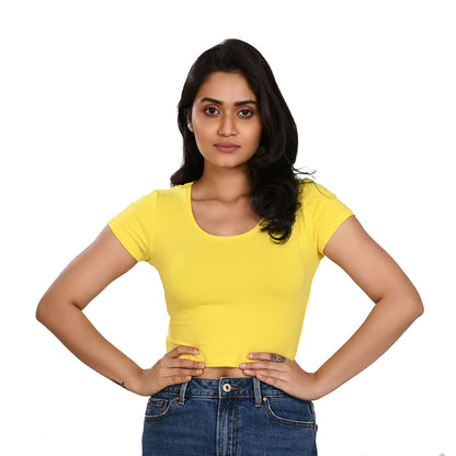 100% Cotton Rayon Blouses Yellow Blouse