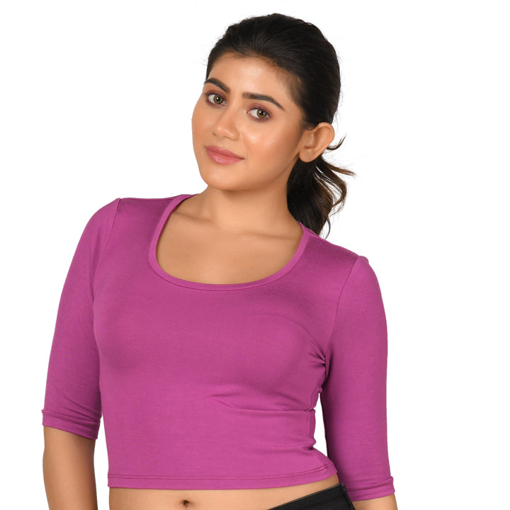 Cotton Rayon Blouses Plus Size - Elbow Sleeves Light Wine Bust size 42-48 Blouse