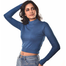 Load image into Gallery viewer, Full Sleeves Blouses - Azure Blue - Blouse featured