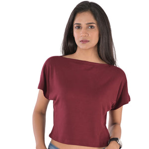 Boat Neck Blouse - Maroon - Blouse featured