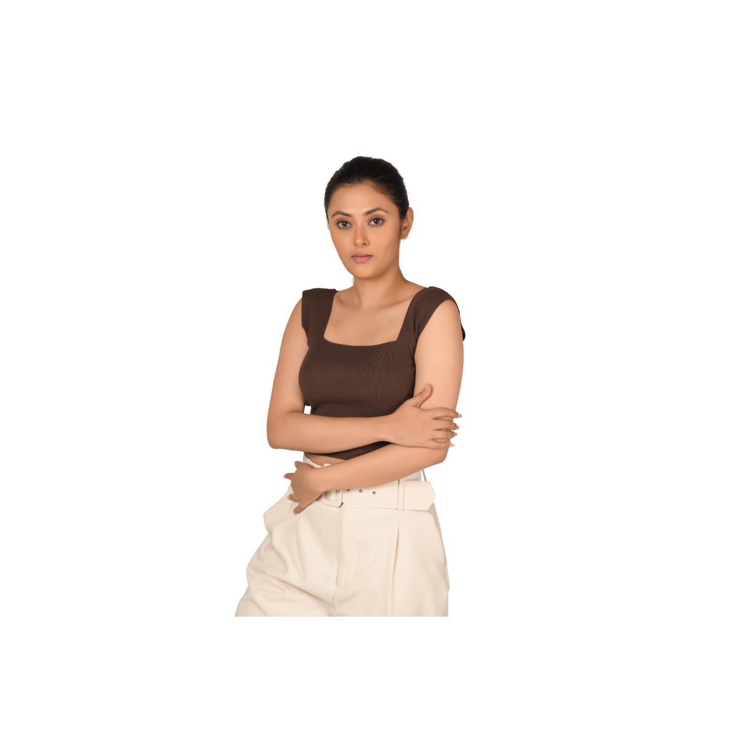 Square Neck Blouse - Chocolate Brown - Blouse featured