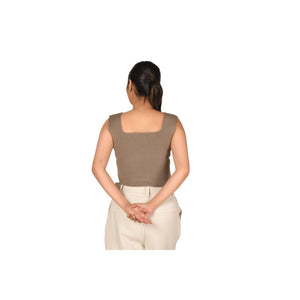 Square Neck Blouse - Light Brown - Blouse featured