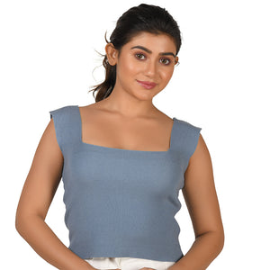 Square Neck Blouse - Light Slate Grey - Blouse featured