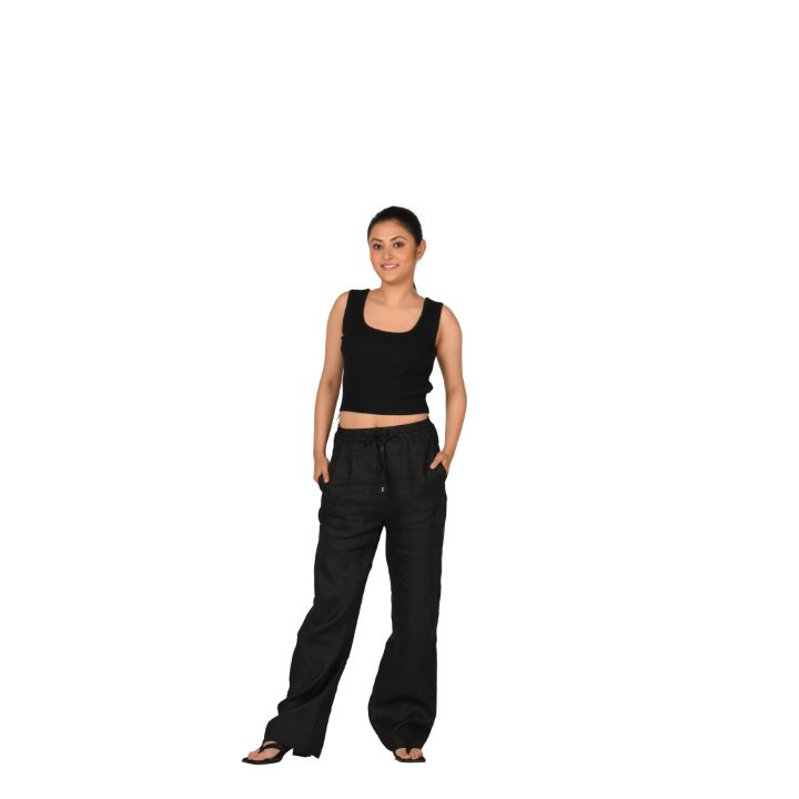Knit : Round Neck Sleeveless Top - Black - Blouse featured