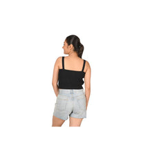Load image into Gallery viewer, Strap Crop Top Blouses - Black - Back - Blouse featured