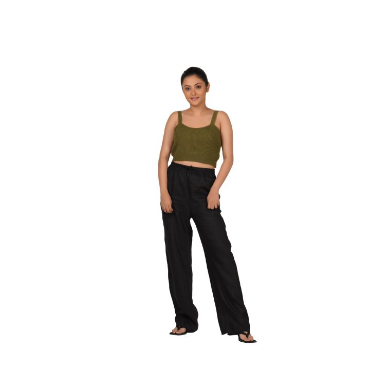 Strap Crop Top Blouses - Olive Green - Blouse featured