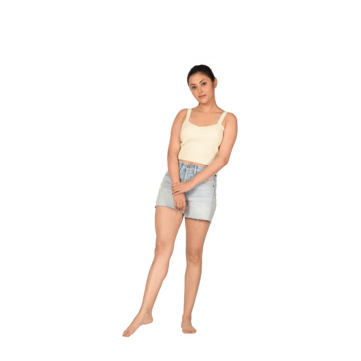 Strap Crop Top Blouses - Off White - Blouse featured
