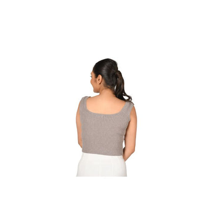 RIB - Textured Square Neck Blouse - Fossil - Blouse featured