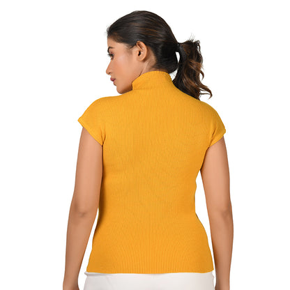 Turtle Neck Top - Bright Yellow - Blouse featured