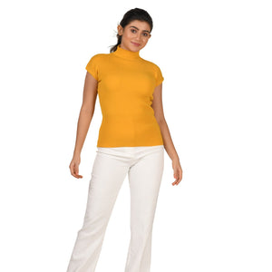 Turtle Neck Top - Bright Yellow - Blouse featured