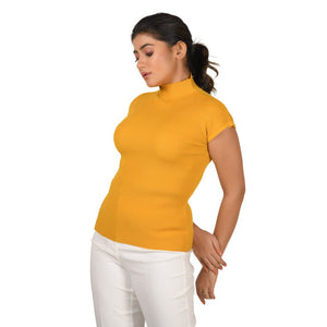Turtle Neck Top - Bright Yellow - Blouse featured