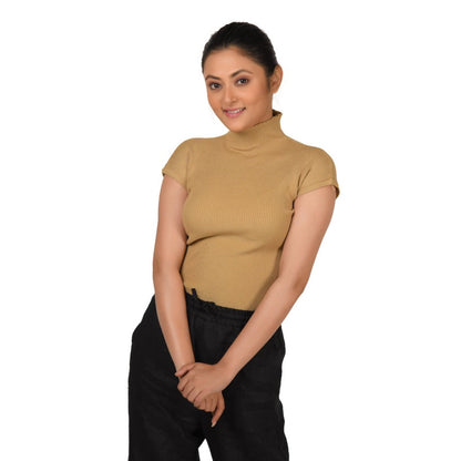 Turtle Neck Top - Dark Beige - Blouse featured