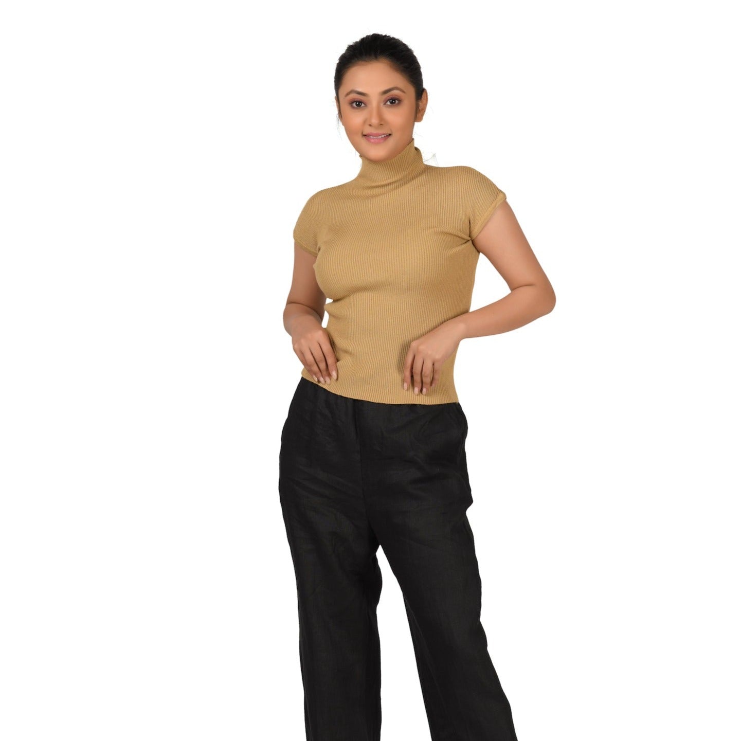 Turtle Neck Top - Dark Beige - Blouse featured
