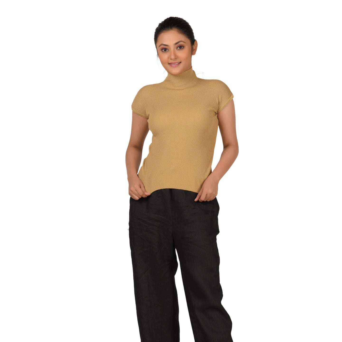 Turtle Neck Top - Dark Beige - Blouse featured