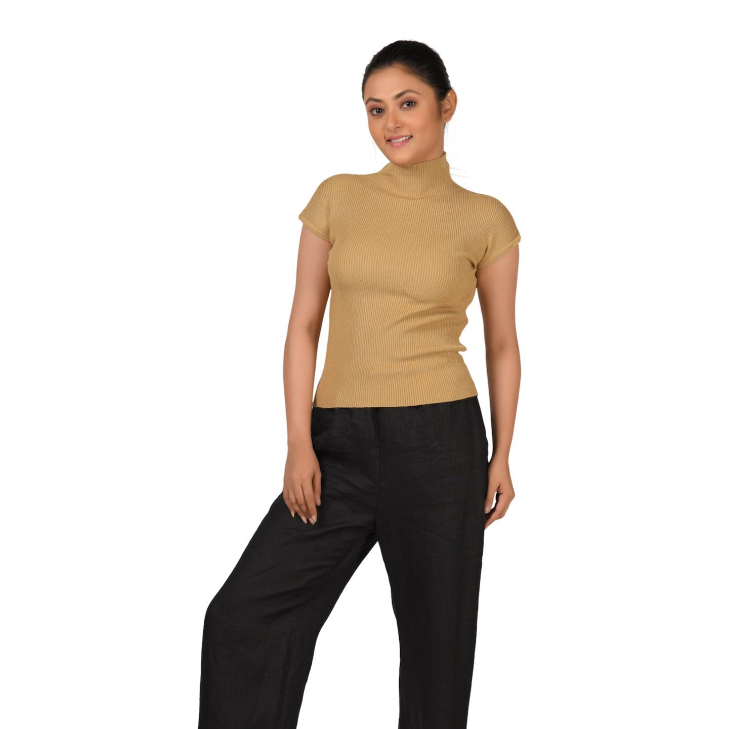 Turtle Neck Top - Dark Beige - Blouse featured