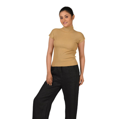 Turtle Neck Top - Dark Beige - Blouse featured