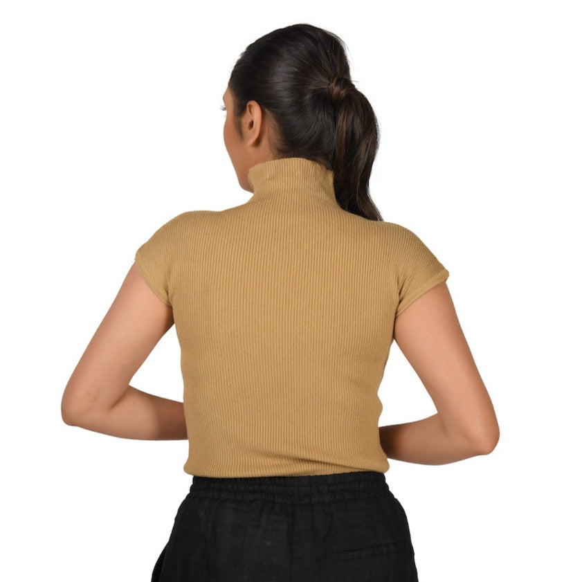 Turtle Neck Top - Dark Beige - Blouse featured