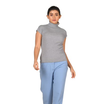 Turtle Neck Top - Grey - Blouse featured