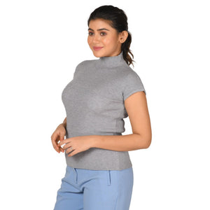 Turtle Neck Top - Grey - Blouse featured