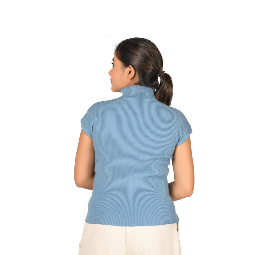 Turtle Neck Top - Light Slate Grey - Blouse featured