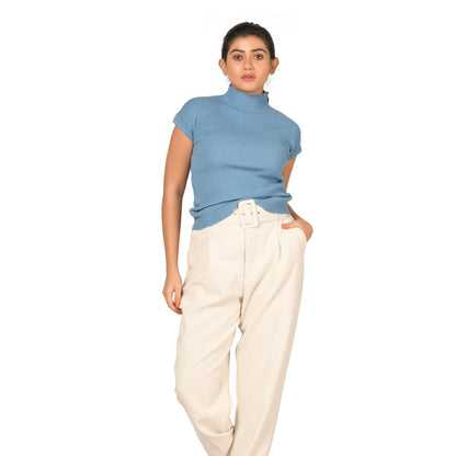 Turtle Neck Top - Light Slate Grey - Blouse featured