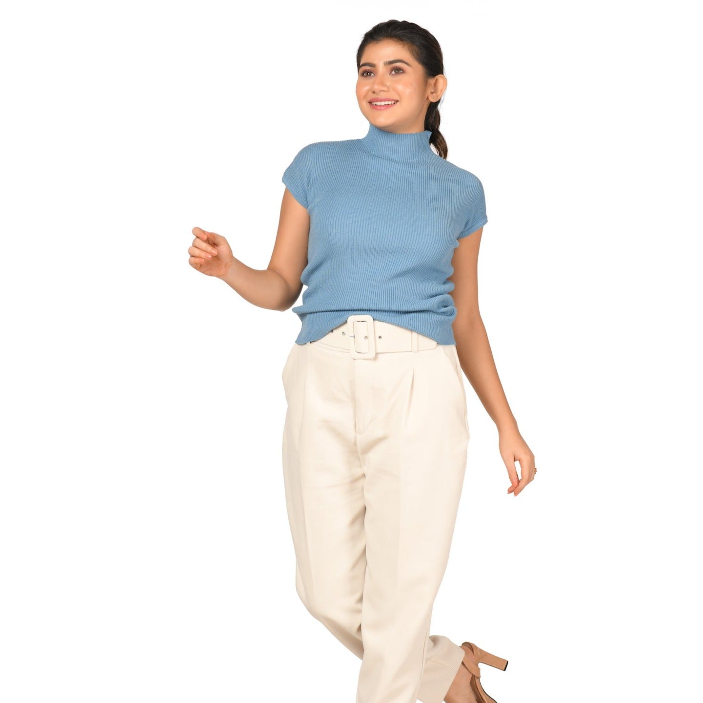 Turtle Neck Top - Light Slate Grey - Blouse featured