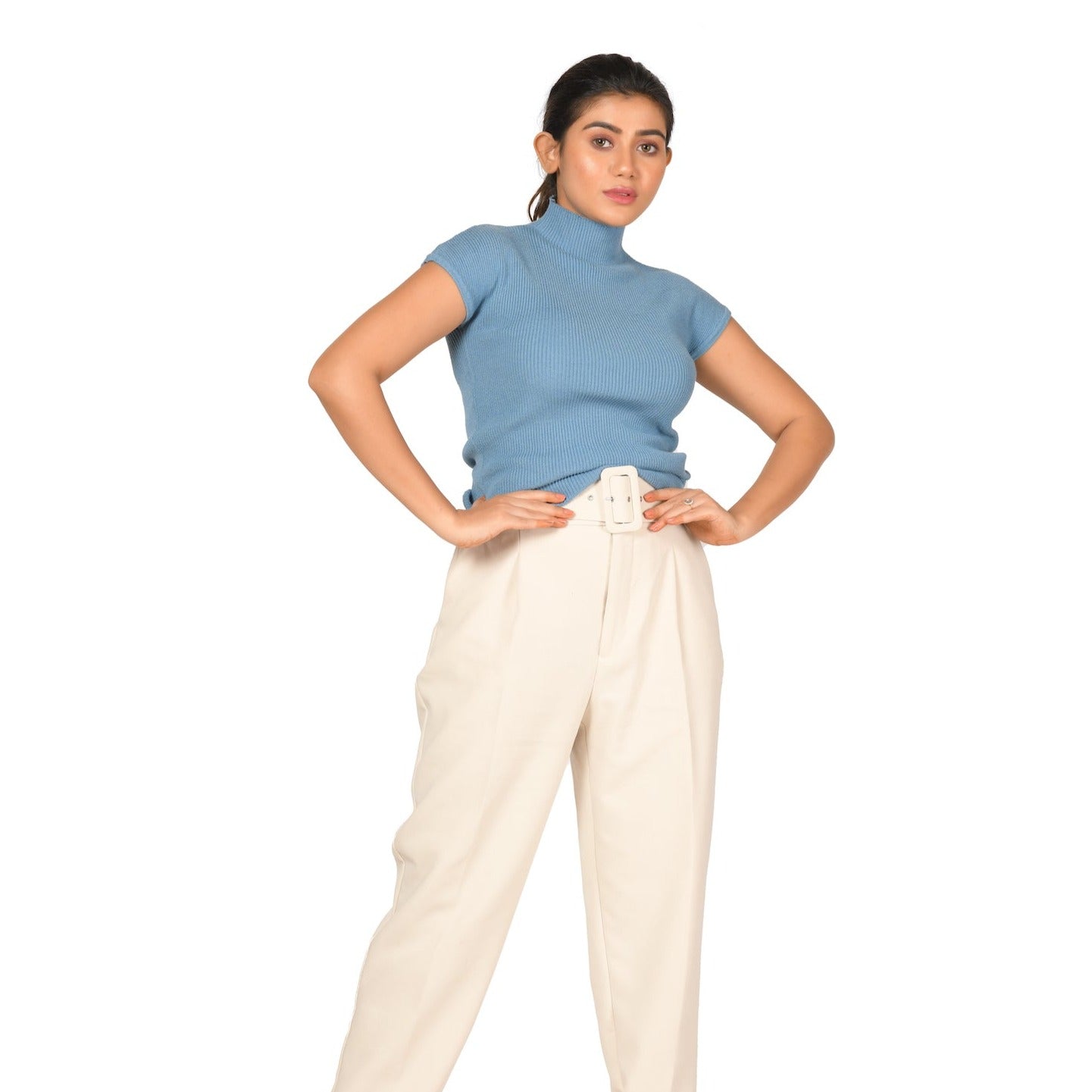 Turtle Neck Top - Light Slate Grey - Blouse featured