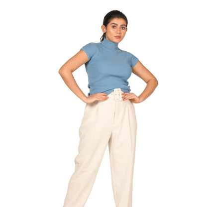 Turtle Neck Top - Light Slate Grey - Blouse featured