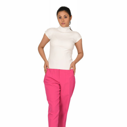 Turtle Neck Top - White - Blouse featured