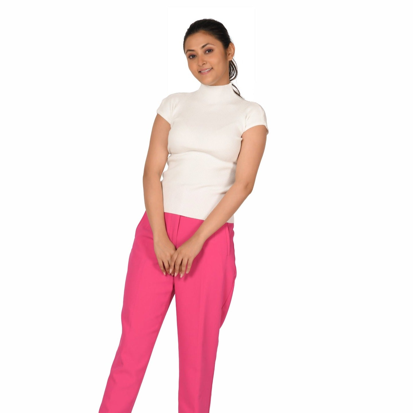 Turtle Neck Top - White - Blouse featured