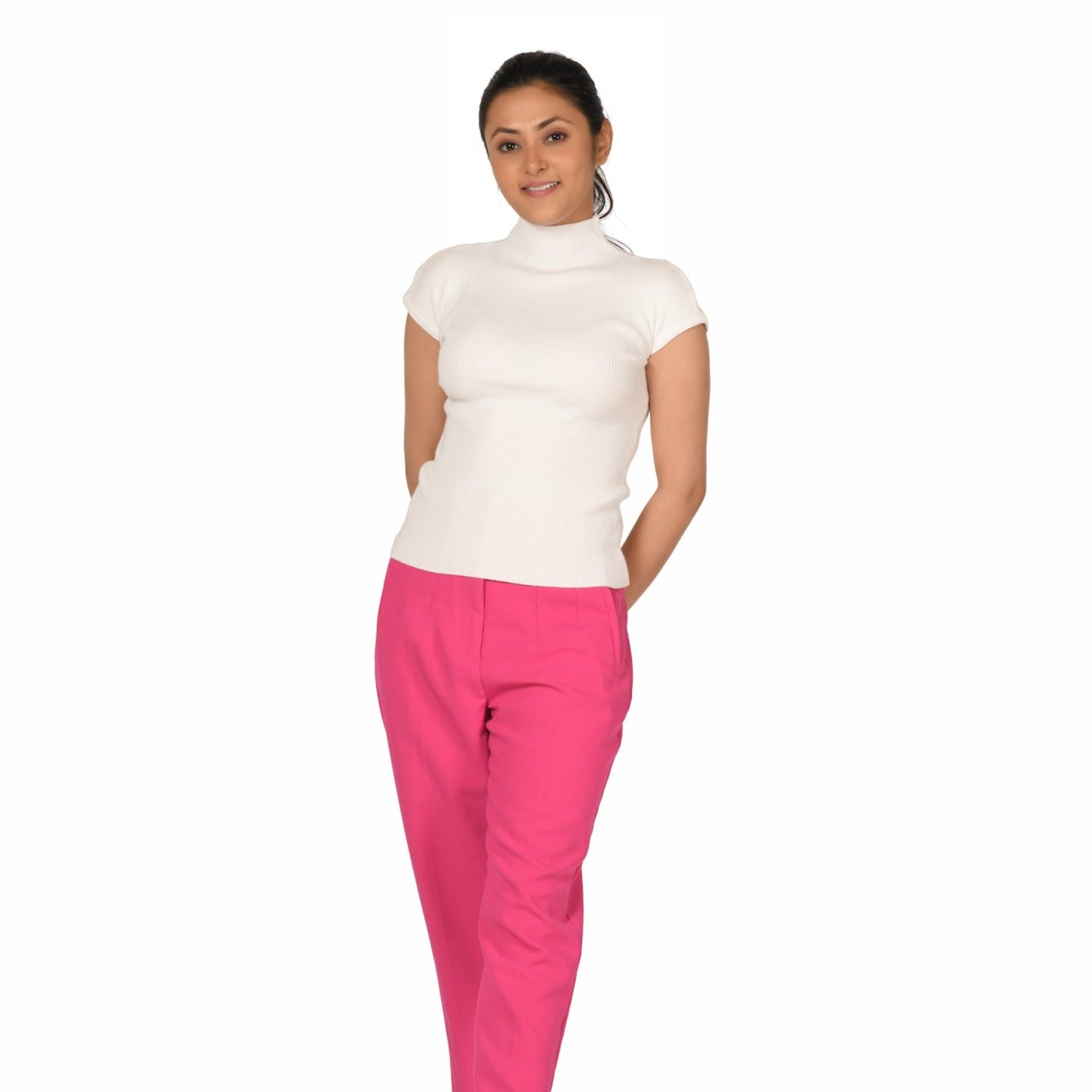 Turtle Neck Top - White - Blouse featured