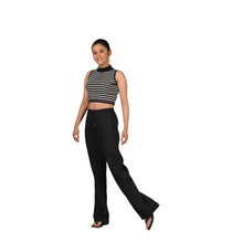 Load image into Gallery viewer, Stripes High Neck Top - Black Stripes - Blouse featured