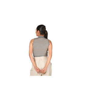 Stripes High Neck Top - Grey Stripes - Blouse featured
