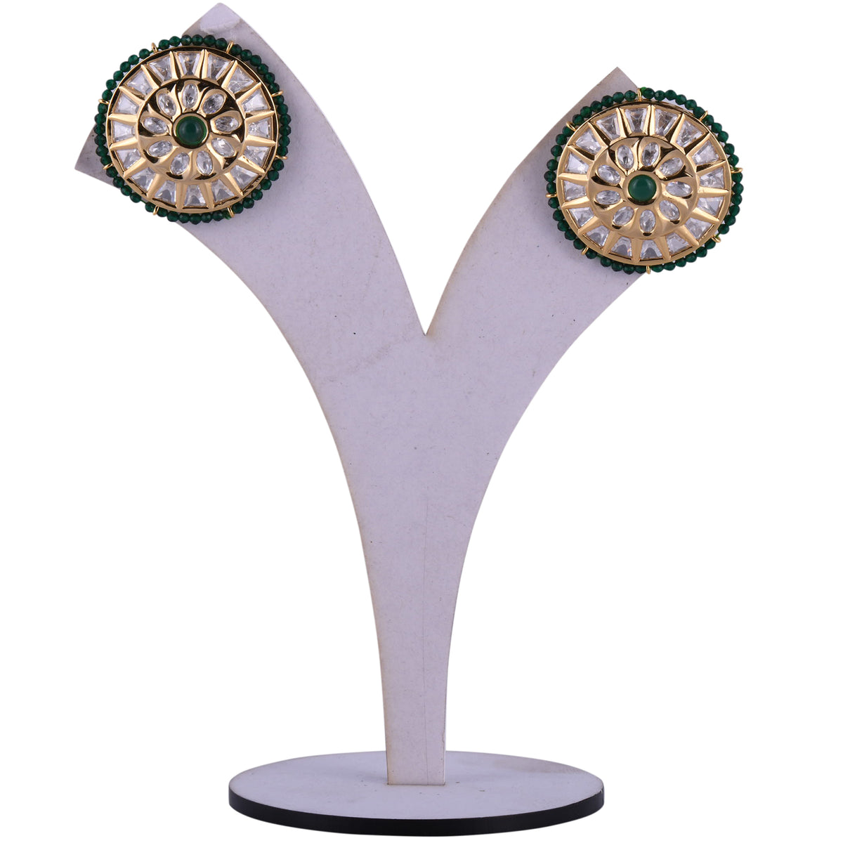 Kundan Tops (DD-R1E502) Green earrings