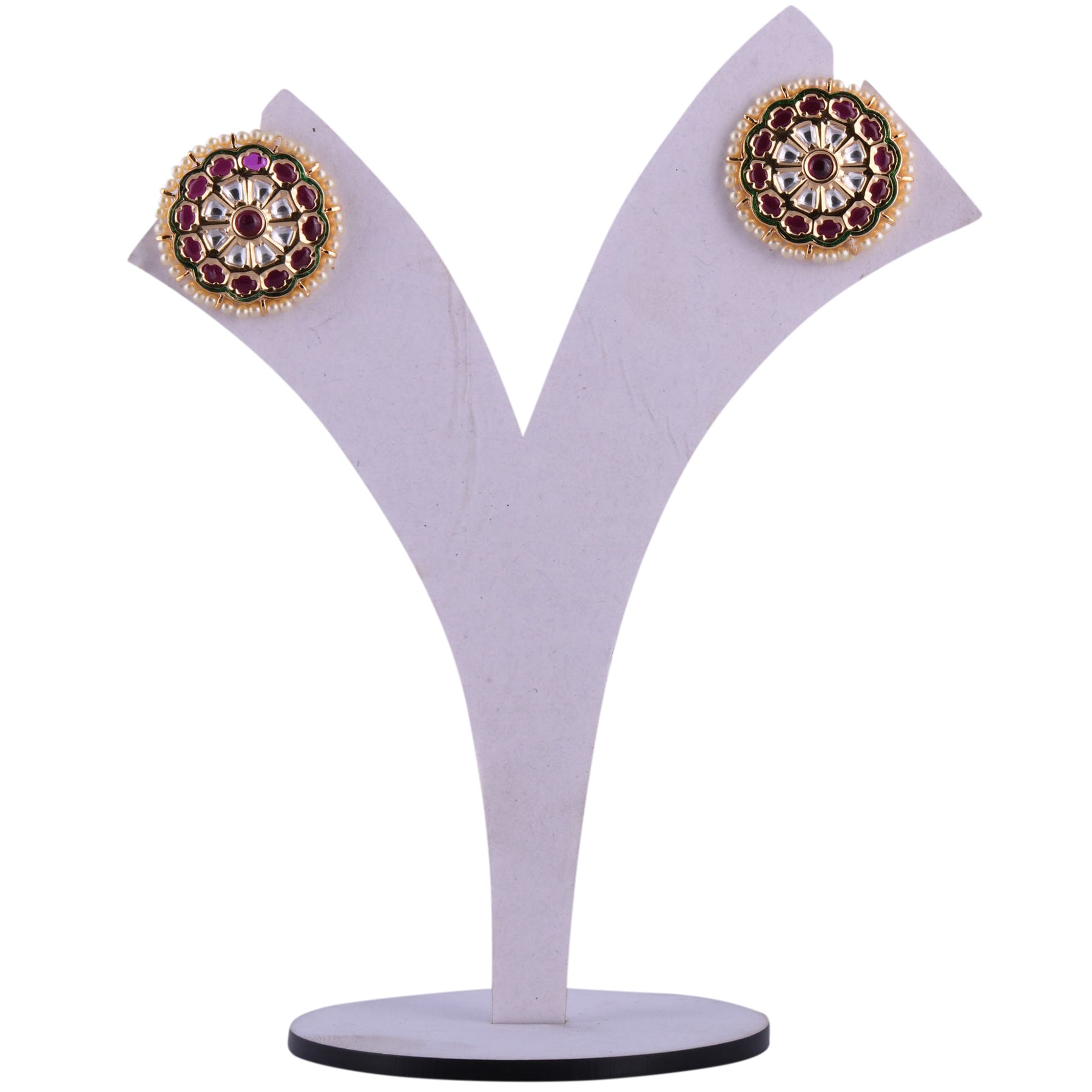 Kundan Tops (DD-R1E504) Red earrings