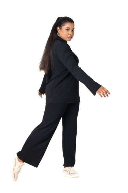 Cosy Airport Ready Coord Set full sleeve black lounge wear featured