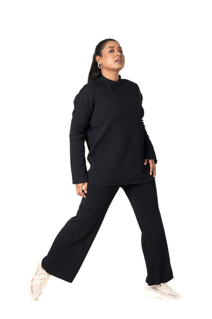 Cosy Airport Ready Coord Set full sleeve black lounge wear featured