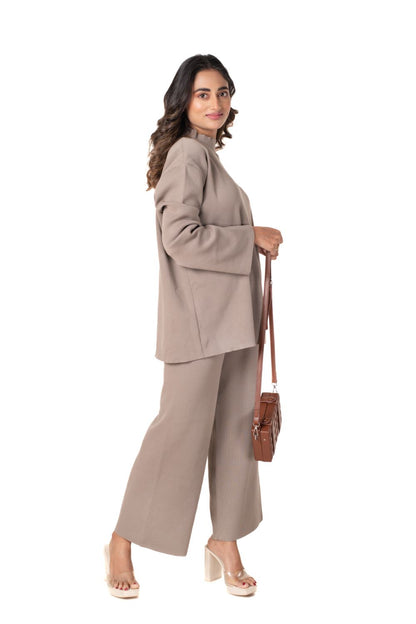 Cosy Airport Ready Coord Set full sleeve light brown lounge wear featured