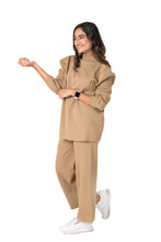 Load image into Gallery viewer, Cosy Airport Ready Coord Set full sleeve light mud yellow lounge wear featured