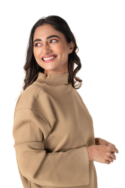 Cosy Airport Ready Coord Set full sleeve light mud yellow lounge wear featured