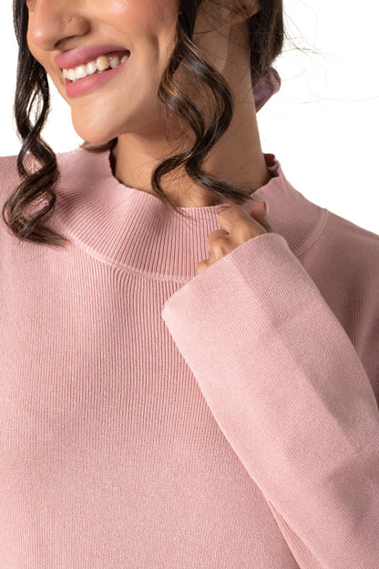 Cosy Airport Ready Coord Set full sleeve light pink lounge wear featured