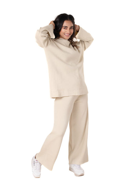 Cosy Airport Ready Coord Set full sleeve off white lounge wear featured