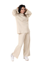 Load image into Gallery viewer, Cosy Airport Ready Coord Set full sleeve off white lounge wear featured